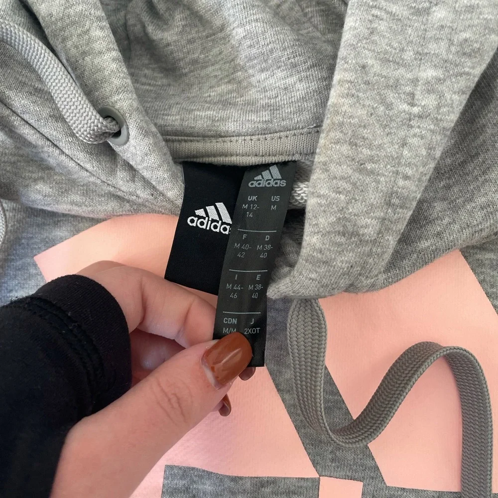 Adidas Gray and Pink Cropped Hoodie - Picture 2 of 3